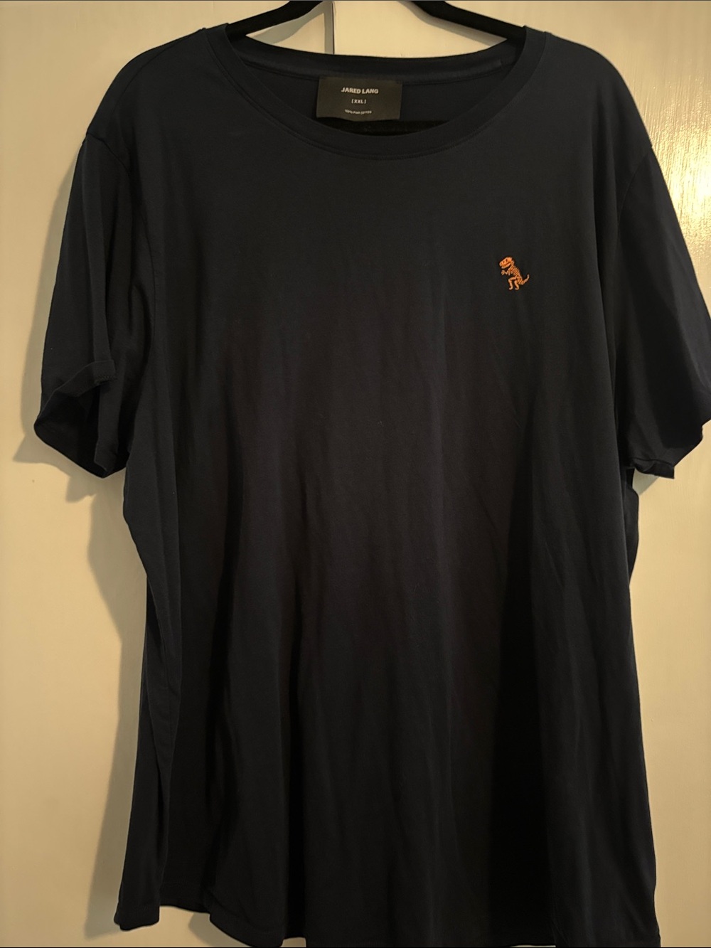 Jared Lang black Short-Sleeve Crewneck Tee with Orange Embroidered Logo